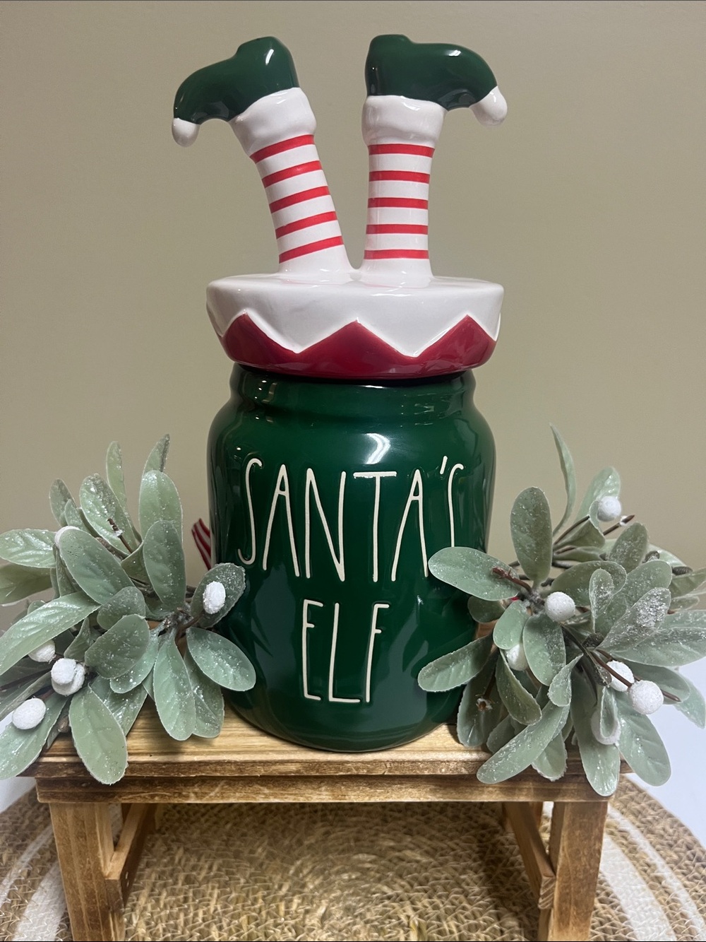 Rae Dunn Santa’s Elf Baby Canister
